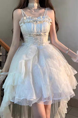 Apricot Shining Bowknot Irregular Sweet Princess Gorgeous Lolita Jsk Dress (Include Train) - Product - 2