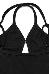 Black Halterneck Drop Hollow Women's Punk Vest - Product - 7