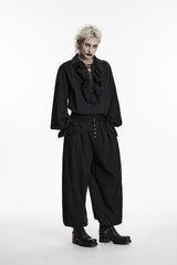 Black Studded Pleated Men's Gothic Tapered Pants - Product - 3
