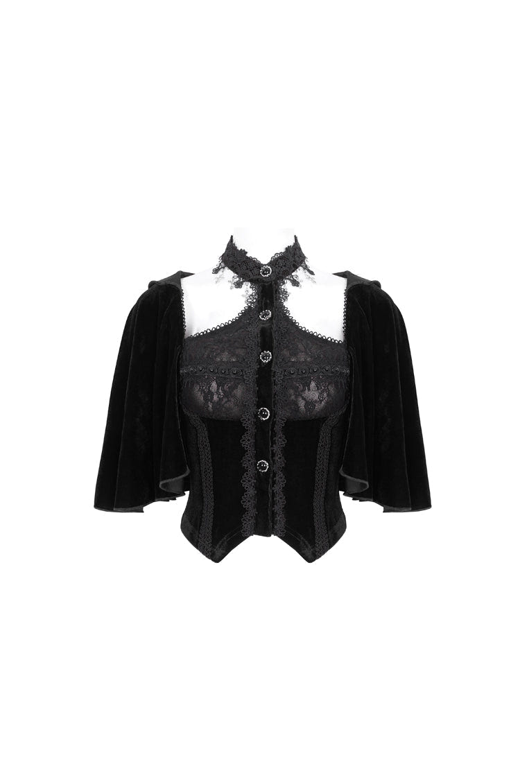 Black Stitching Lace Hooded Women's Gothic Cloak - Product - 7