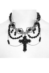 Black Irregular Beaded Cross Women's Punk Necklace - Product - 4