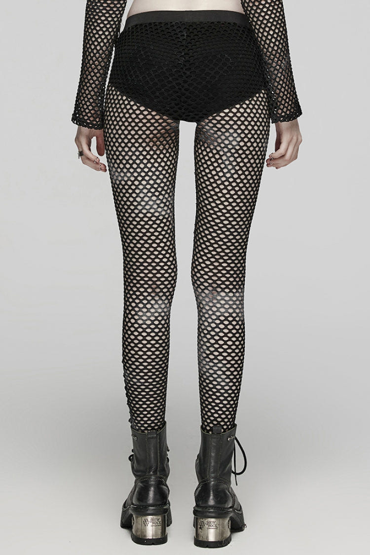 Tie-dyed Print Stitching Sheer Mesh Women's Steampunk Leggings 3 Colors - Product - 3
