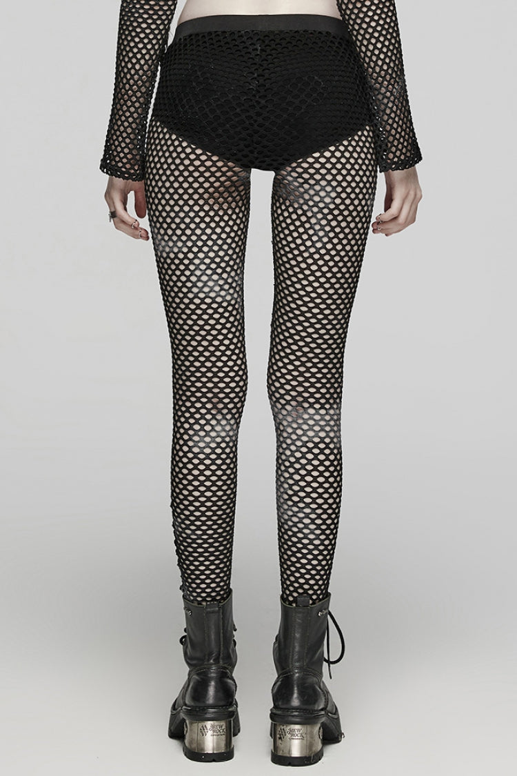 Tie-dyed Print Stitching Sheer Mesh Women's Steampunk Leggings 3 Colors - Product - 3