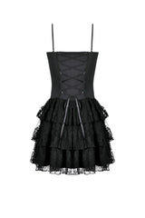 Black/Red Sleeveless Multi-Layered Lace Lace-Up Women's Grunge Cake Slip Dress Graduation Dress - Product - 12