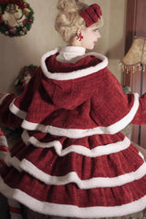 Red [Christmas Carol] Triple-Layered Bowknot Sweet Lolita Jsk Dress - Product - 6