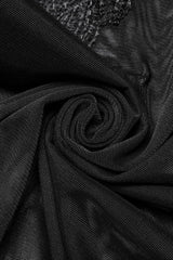 Black Mid High Collar Long Sleeves Slim Mesh Womens Gothic Blouse - Product - 5