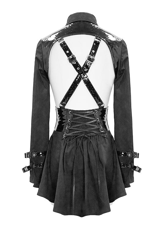 Black Hollow Out Design Leather Sexy Womens Gothic Dress - Product - 7