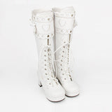 Lace Bowknot Heart Shaped Round Toe Sweet Lolita High Boots - Product - 7