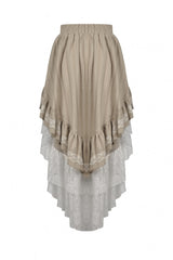 White/Yellow Women's Steampunk Victorian Lace Multi-Layered Dovetail Ruffled Skirt - Product - 15