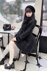 [First Love] Long Sleeves Faux Fox Fur Autumn Winter Wool Sweet Lolita Coat - Product - 2