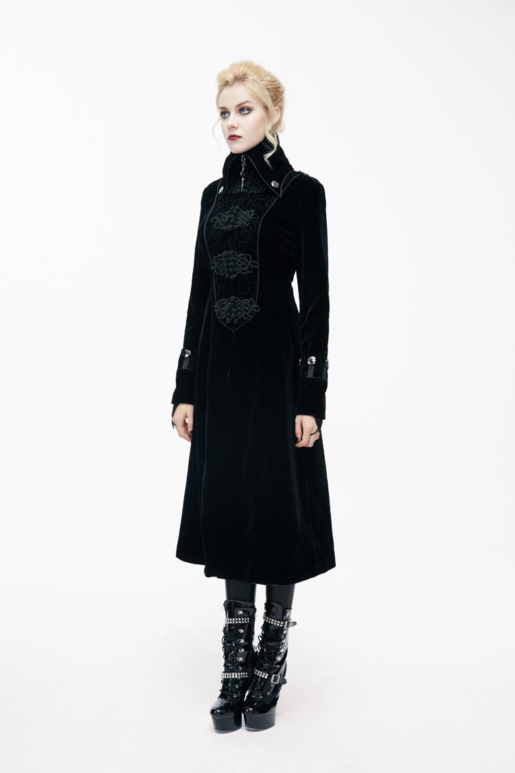 Black Retro Stand Collar Stage Costume Women's Gothic Coat - Product - 4