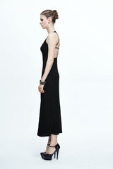 Black Five Pointed Star Mid Length Womens Gothic Slip Dress - Product - 3