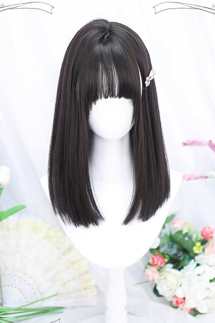 Black Natural Secondary Straight Sweet Lolita Wig - Black - 1