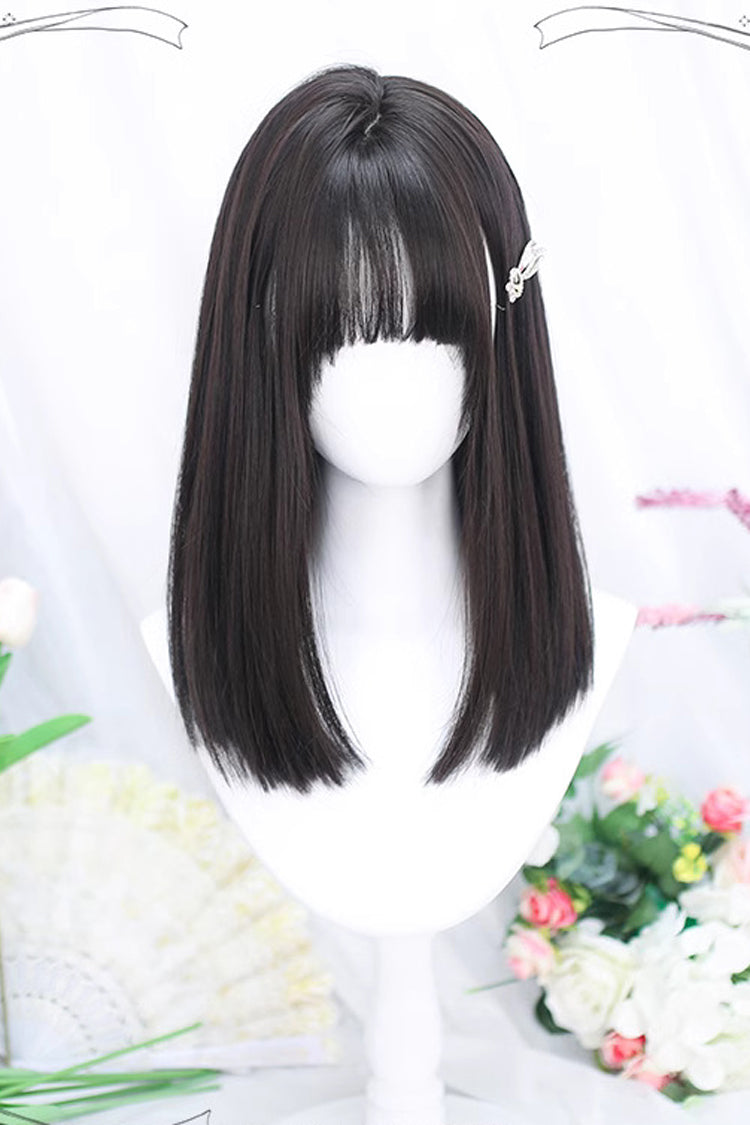 Black Natural Secondary Straight Sweet Lolita Wig - Black - 1