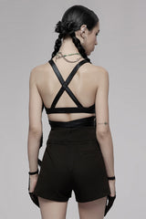 Black Metal Ring Buckle Backless Women's Punk Corset - Product - 3