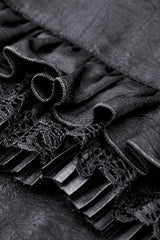 Black Point Collar Short Puff Sleeves Ruffled Women's Gothic Blouse - Product - 15