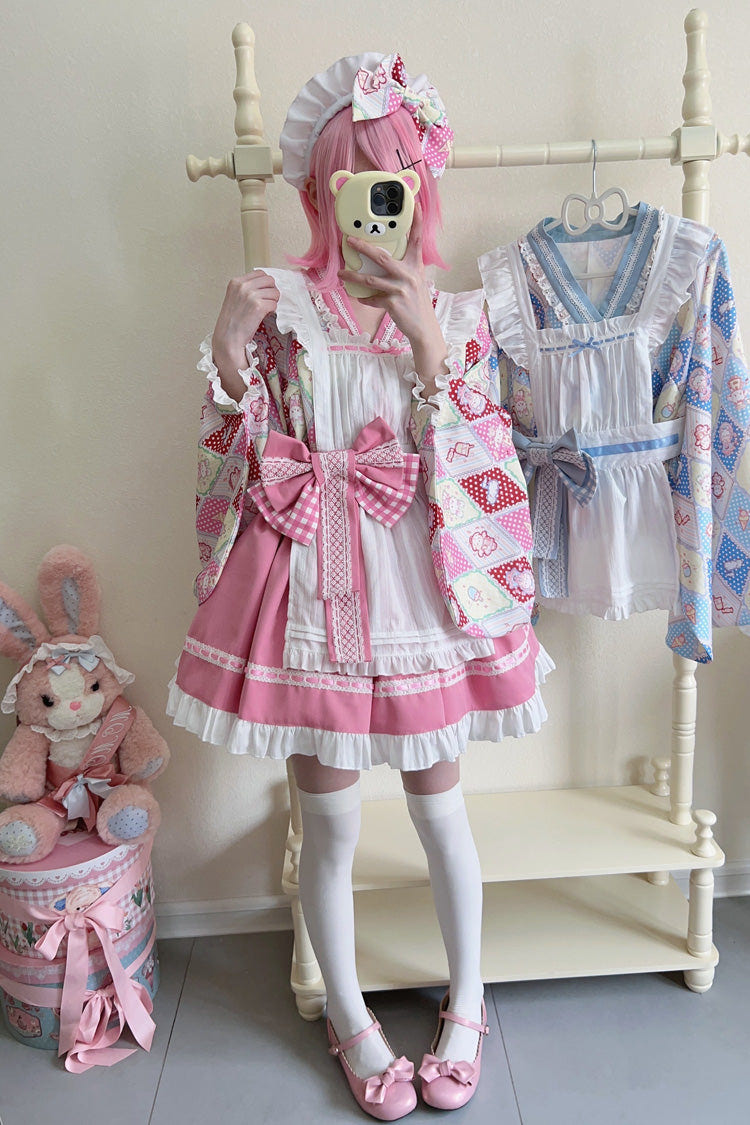 [Showa Sweet Pet] Ruffle Bowknot Sweet Japanese Maid Lolita Dress 6 Colors - Product - 8