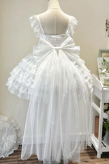 White [From Broken Wings to Rebirth] Sleeveless Multi-Layered Ruffle Bowknot Lace-Up Gothic Ballet Lolita Jsk Dress - Product - 3