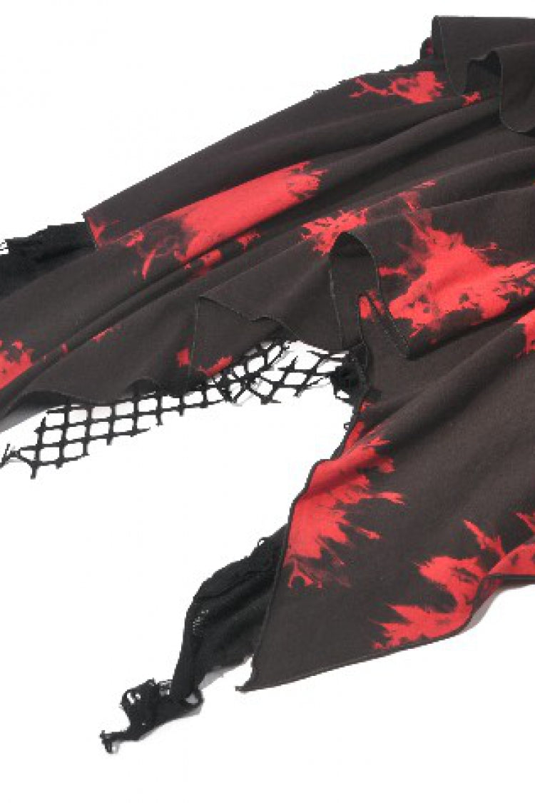 Black/Red Sleeveless Irregular Mesh Tie Dye Women's Punk Slip Dress - Product - 18