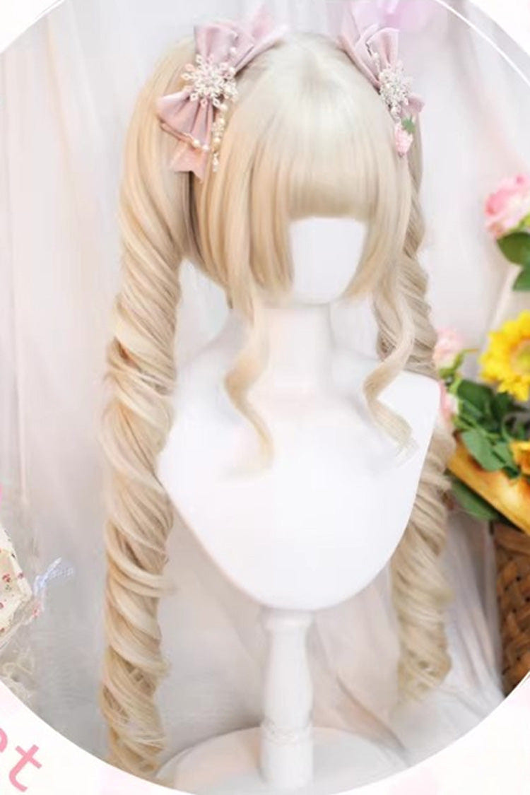 Yellow Anime-Style Twin-Tail Sweet Japanese Lolita Wig - Product - 2