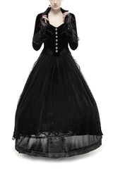 Black Layered Collar Back Large Wave Womens Gothic Victorian Dress Coat - Black - 1