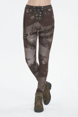 Brown High Waisted Print Women's Punk Pants - Product - 2