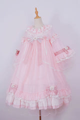 Red Bowknot Trumpet Sleeves Multi-Layer Ruffled Sweet Lolita OP Tiered Dress - Red - 1