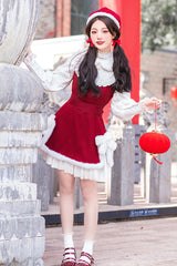 Red/White Bowknot Lantern Festival And New Year Sweet Lolita Jumper Dress - Product - 5