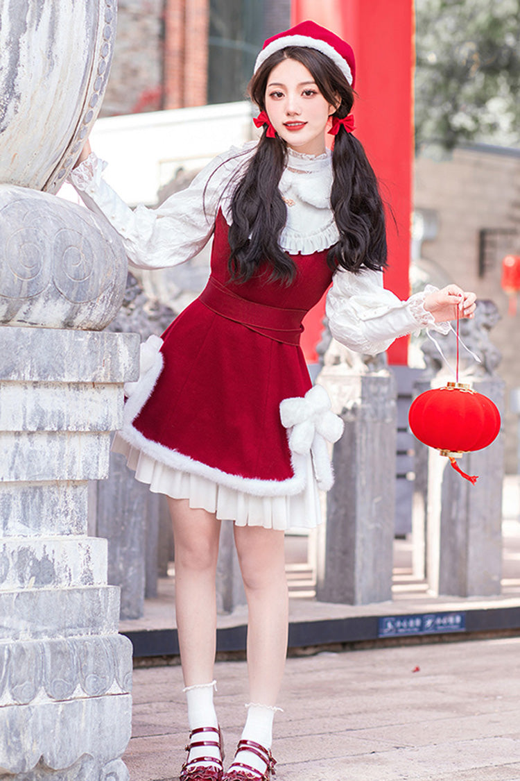Red/White Bowknot Lantern Festival And New Year Sweet Lolita Jumper Dress - Product - 5