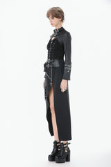 Black PU Leather Long Sleeves Buckled Strap Zippered Women's Punk Shrug - Product - 11