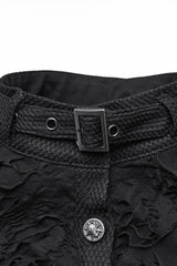 Black Stand Collar Sleeveless Ripped Buckle Women's Punk Short Vest - Product - 5