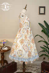 Cat Rose Tea Sleeveless Print Ruffle Bowknot Sweet Lolita Jumper Dress 3 Colors - Product - 15