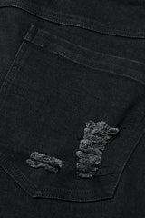 Black Hollow Lace-Up Ripped Men's Punk Pants - Product - 9