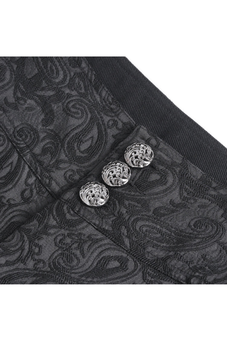 Black Jacquard Embroidery Men's Gothic Pants - Product - 9