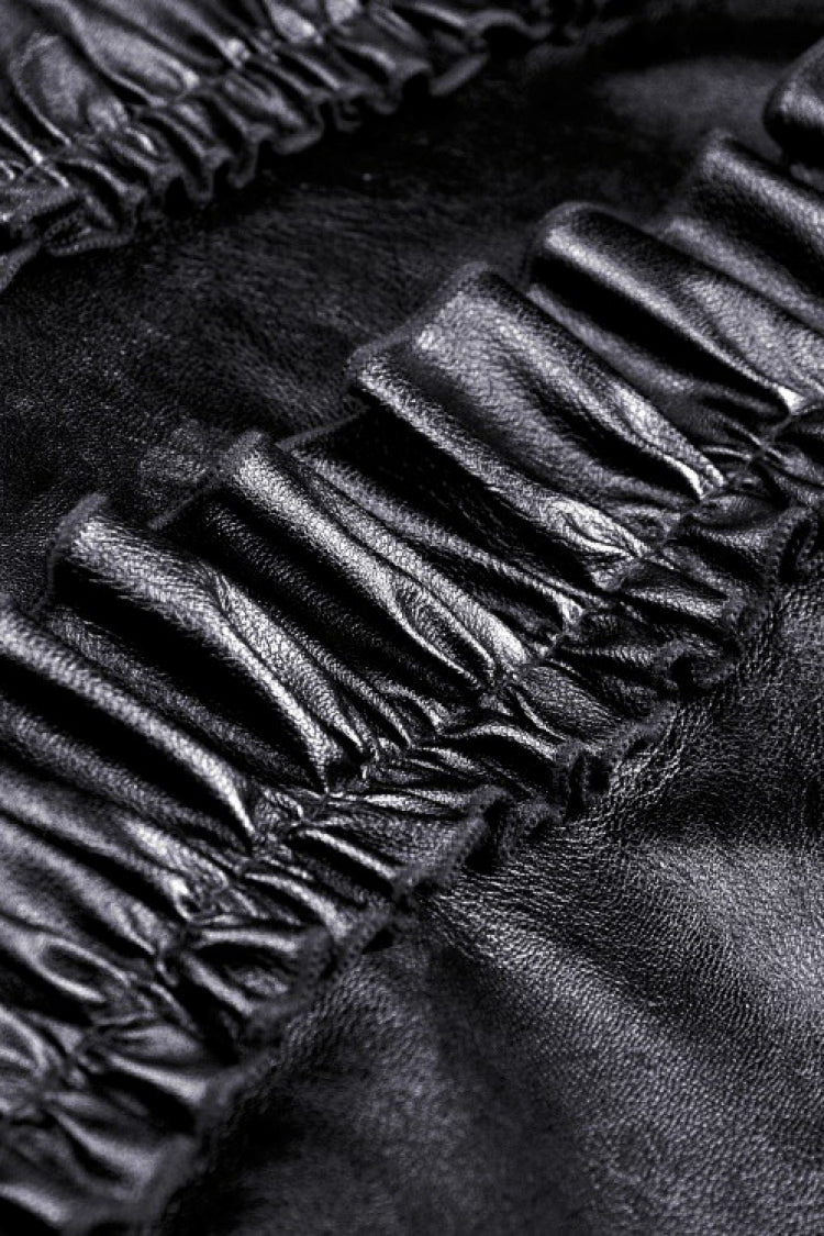 Black Sleeveless Layered Buckled Zippered Women's Gothic Faux Leather Strap Dress - Product - 20