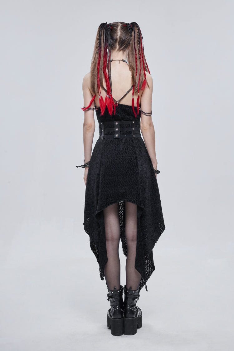 Black Cut-Out Slim Fit Studded Buckled Women's Gothic Faux Leather Girdle - Product - 4