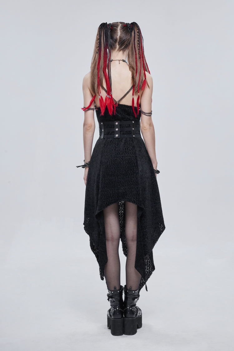 Black Cut-Out Slim Fit Studded Buckled Women's Gothic Faux Leather Girdle - Product - 4