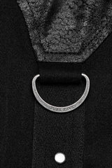 Black Lapel Collar Short Sleeves Stitching Men's Punk Blouse - Product - 9
