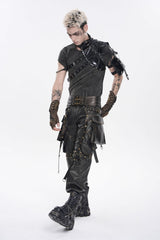 Black Lace-Up Slim Asymmetric Buckled Eyelet Men's Punk Cool Accessory Body Harness - Product - 6