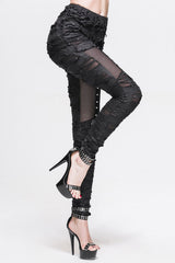 Black Sexy Skeleton Palm Ripped Knitted Gothic Womens Pants - Product - 3