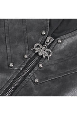 Black Studded Faux Leather Men's Punk Vest - Product - 9