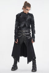 Black Irregular Double Belt Tassels Men's Gothic Skirt - Product - 5