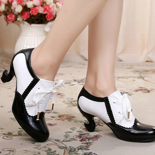 Table Leg Shaped Heel Silk Ribbon Retro Classic Lolita Shoes - Product - 9