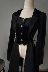 Black Long Sleeves Snake Print Ouji Fashion Gothic Lolita Coat - Product - 4