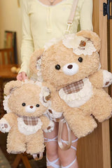 Brown [Little Bear Guli] Ruffled Plush Toy Sweet Lolita Backpack - Brown - 1