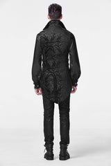 Black Double-Breasted Swallowtail Hem Print Mens Gothic Vest - Product - 4