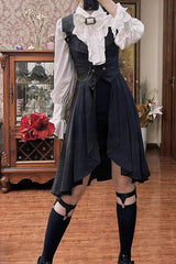 Black [Moonstone] Sleeveless Ruffle Ouji Gothic Prince Lolita Long Vest - Product - 12