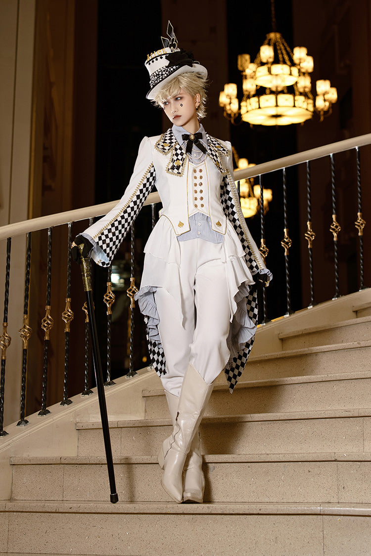 White Immortal Lost Alice Plaid Print Elegant Ouji Fashion Lolita Coat - Product - 2
