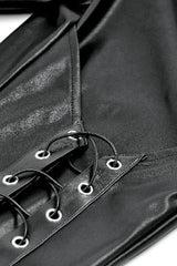 Black Cross Lace-Up PU Sheer Mesh Women's Gothic Punk Pants - Product - 14