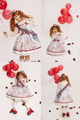 Multi-Color [Nutcracker] Sleeveless Print Ruffle Bowknot Sweet College Style Lolita Jsk Dress - Product - 10